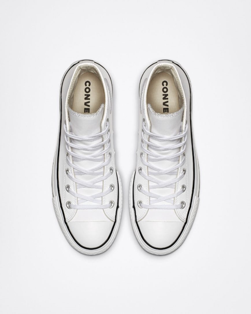 Topanky Na Platforme Converse Chuck Taylor All Star Lift Kozene Vysoke Damske Biele Čierne Biele | SK AMCQY6